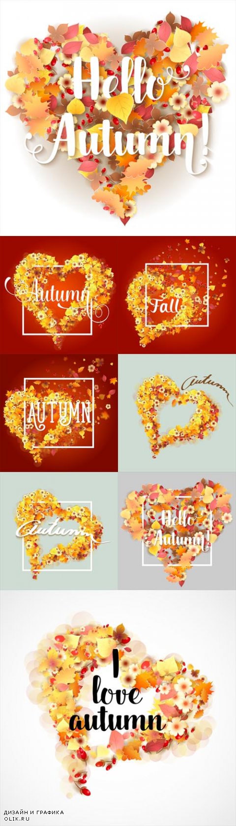 Vecto Autumn Frames in Shape of Heart