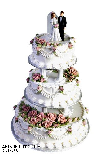 Мега коллекция №6: Свадебный торт (прозрачный фон)