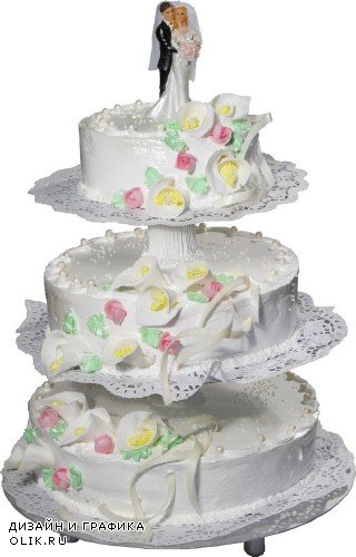 Мега коллекция №6: Свадебный торт (прозрачный фон)