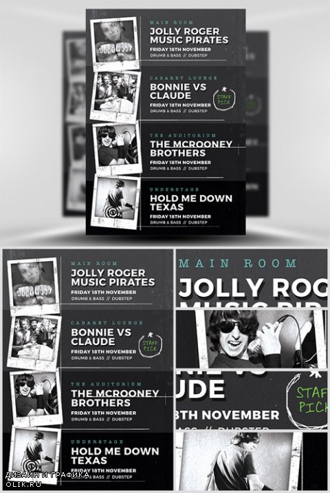 Flyer Template - Indie Club Line Up