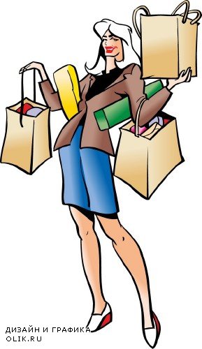 Покупки, шоппинг, покупатели (вектор)