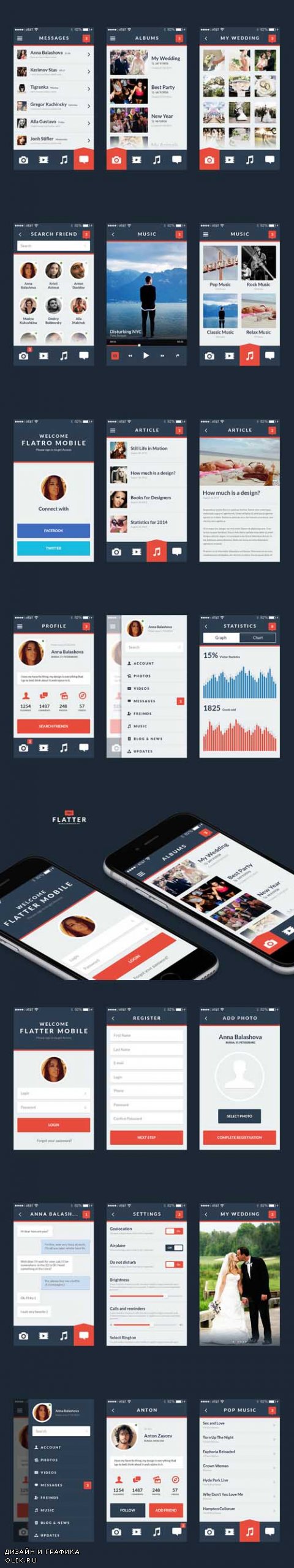Flatter Mobile UI Kit