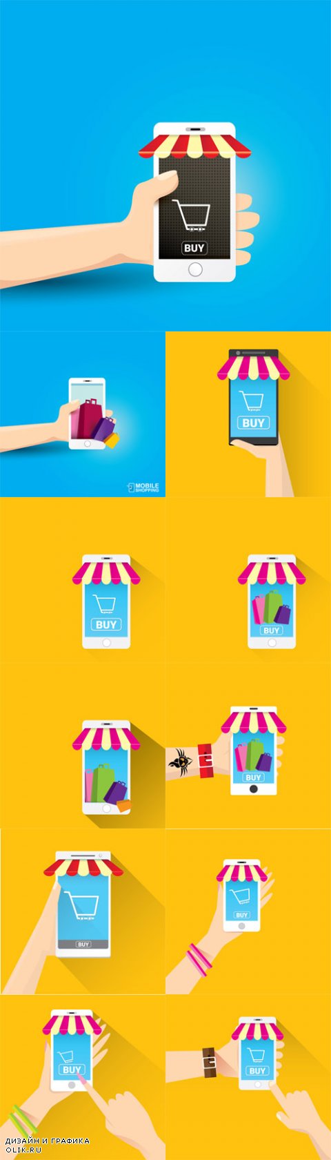 Vector Online Mobile Shopping Concept Backgrounds