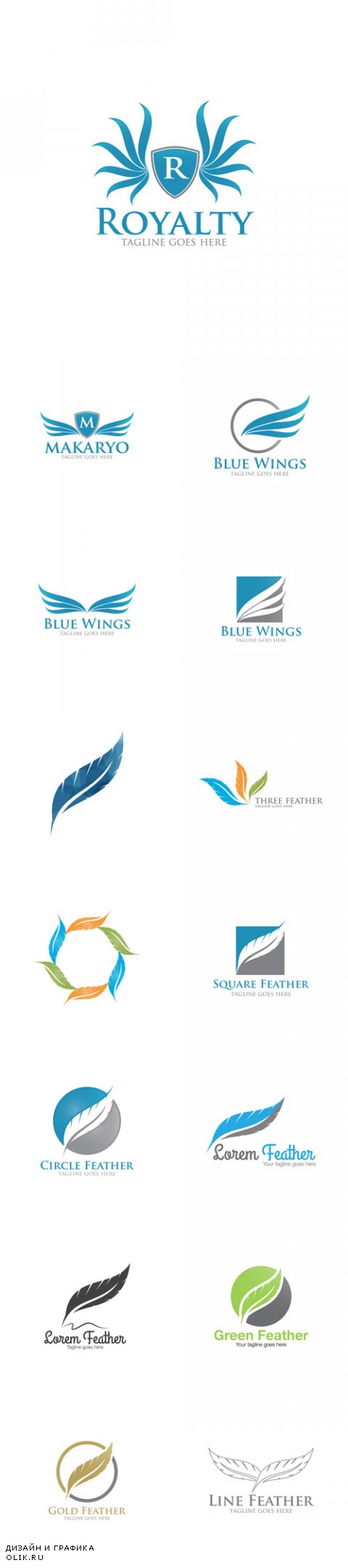 Vector Abstract Feather Logo Icon Templates