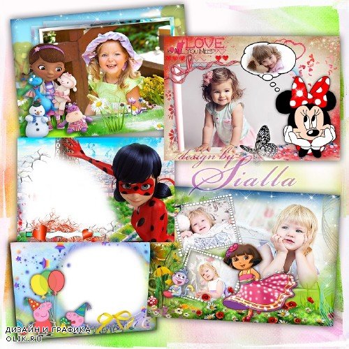 Сборник детских рамок для фотошопа- Леди Баг, Свинка Пеппа и другие