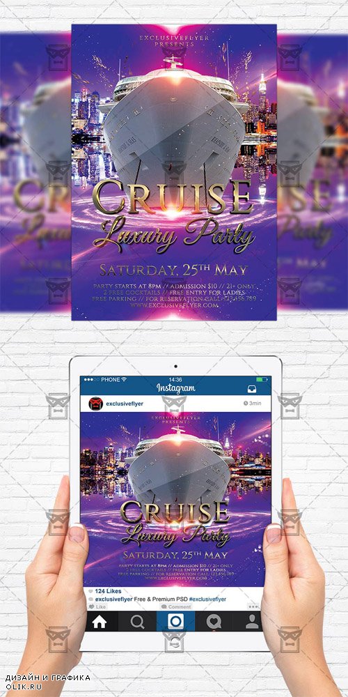 Flyer Template + Instagram Size Flyer - Luxury Cruise Party