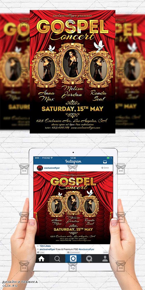 Flyer Template + Instagram Size Flyer - Gospel Concert