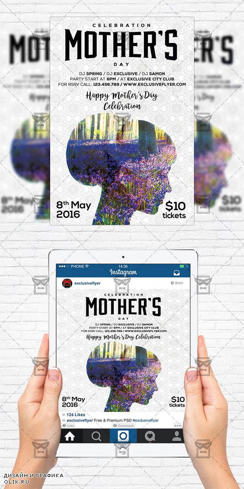 Flyer Template + Instagram Size Flyer - Mother Day Celebration