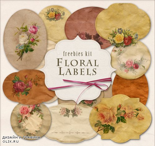 Scrap Kit - Floral Labels in Vintage Style