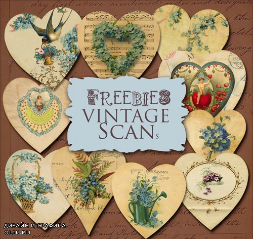 Scrap Kit - Vintage Paper Hearts for Valentine's Day