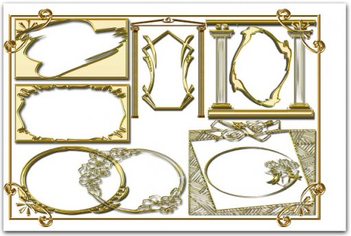 PNG рамки, украшения, знаки зодиака в стиле Gold