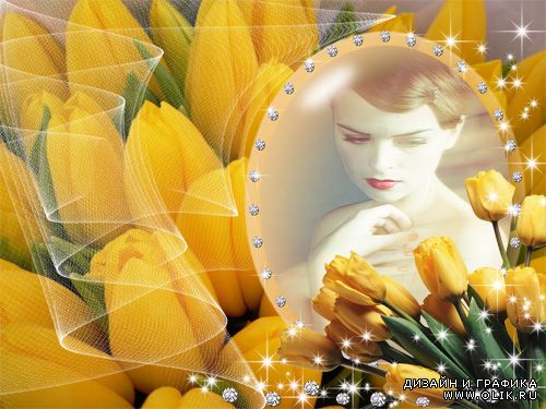 Рамка для фото – Желтые тюльпаны