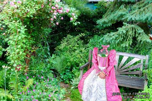 Шаблон для Фотошоп - Девушка в саду