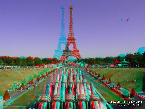 Ана́глиф (3D) фотографии Парижа