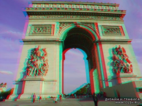 Ана&#769;глиф (3D) фотографии Парижа