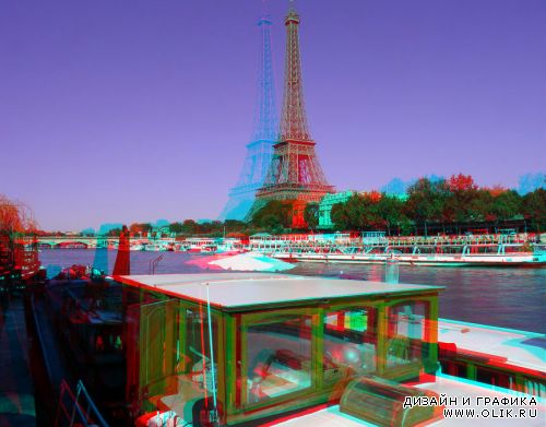 Ана&#769;глиф (3D) фотографии Парижа