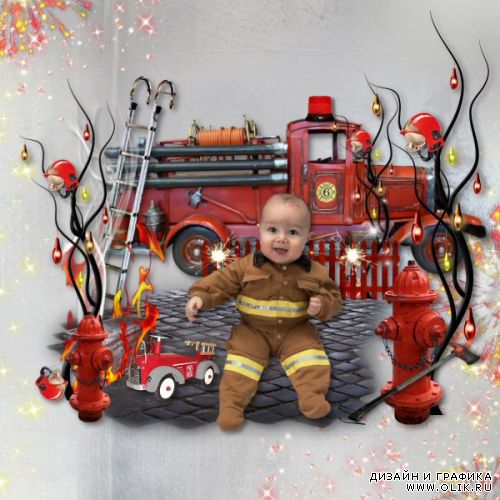 Скрап-набор  Mon petit  pompier