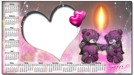 КалендарЬ 2008 с мишками Teddy