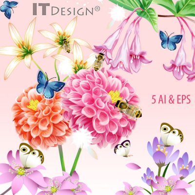 Design Flowers And Insects