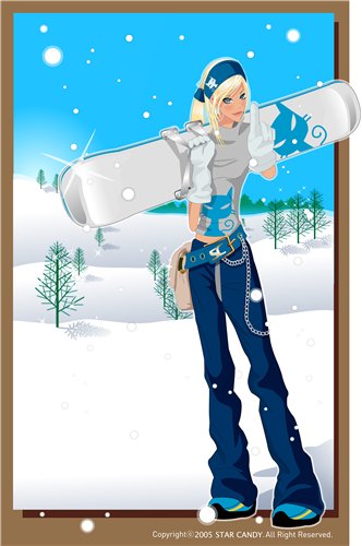 Векторный рисунок сноубордистки Star Candy