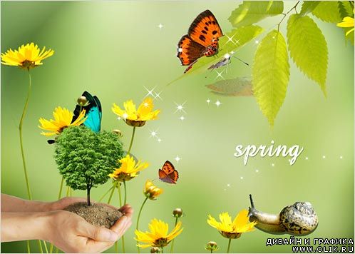 Весна - Фотошаблон отличного качества