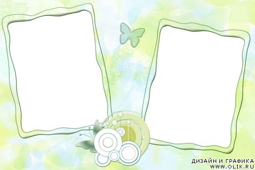 Рамка зеленая с бабочками