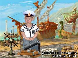 детский шаблон -   моряк
