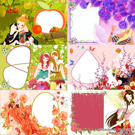 Рамочки для фотошоп «Девушка и цветы»