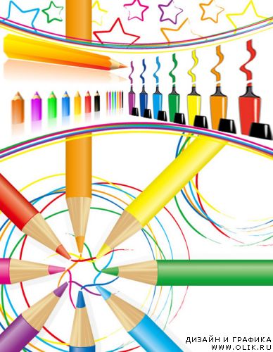 Кисти и карандаши в векторе