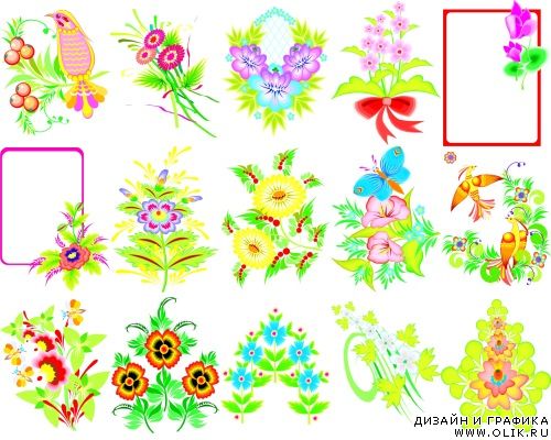 Векторный клипарт - Flower Patterns & Frames
