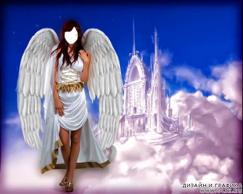 Шаблон для фотошопа - Девушка-ангел