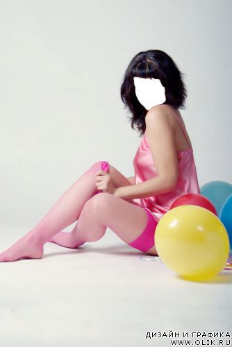 Шаблон для фотошопа - Девушка с шариками
