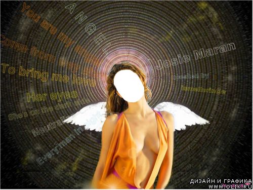 Шаблон для фотошоп: Девушка ангел