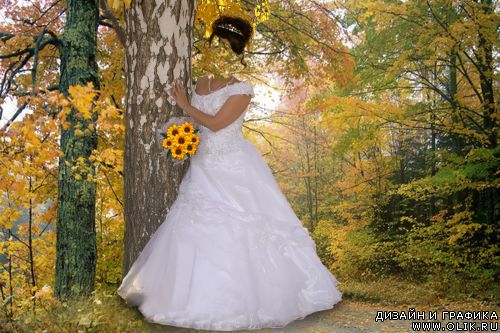 Свадебный шаблон - Невеста у березы