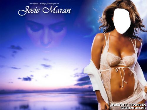 Шаблон для фотошоп: Josie Maran на закате