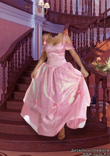 Шаблон-Девушка в розовом платье