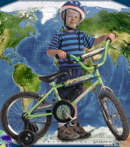 Шаблон для фотошопа - Юный велосипедист