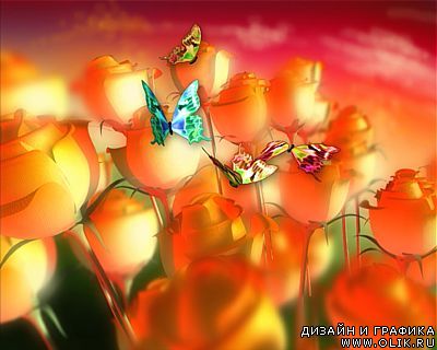 Футаж: Цветы и бабочки (V1801)