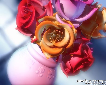 Футаж: Розы в вазе (V1805)