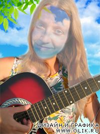 Шаблон для фотошопа-Девушка с гитарой