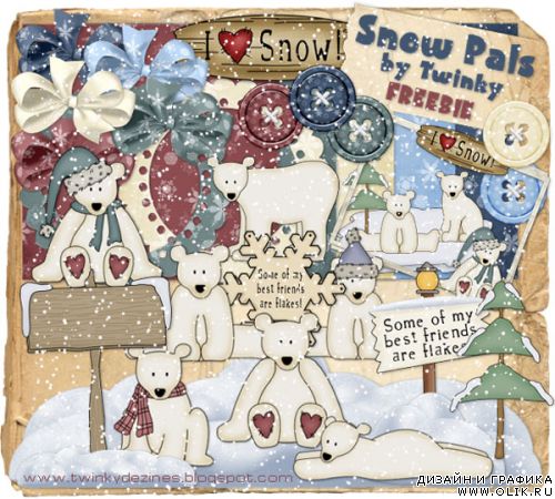Мини скрап-набор Snow Pals от Twinky