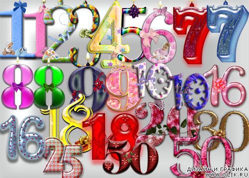 Клипарт – Красивые цифры для день рождения 