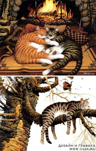 Рисованные кошки | Painting cat - работы художника Джеффри Тристрама (Geoffrey Tristram)
