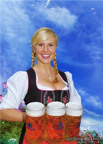 Шаблон для фотошопа- Девушка с пивом