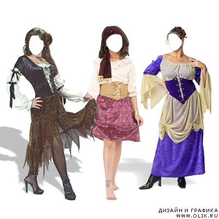 Шаблон для фото-Маскарадные костюмы для девушек в PSD