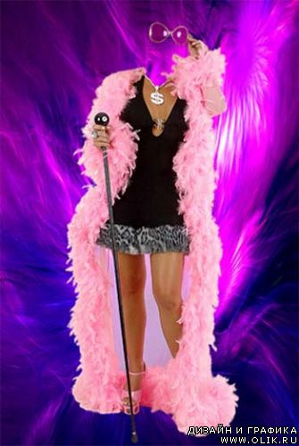 Шаблон для фото - Девушка в розовом гламуре.