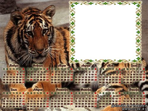  Рамка - календарь на 2010 год - Тигр