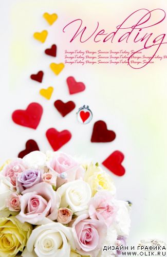 Розы и сердечки - Roses & Hearts PSD