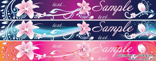 Collection of three floral backgrounds with lily