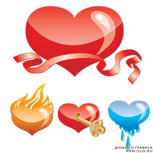 Set of hearts icon by day of ST. Valentine